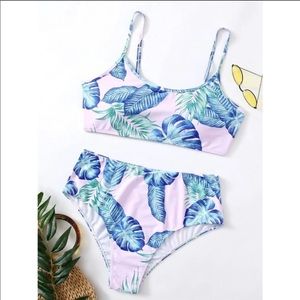 SHEIN Plus Tropical High Waisted Bikini